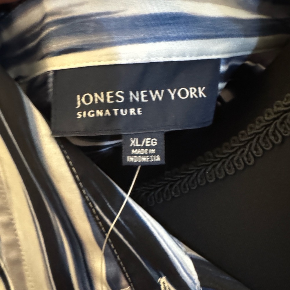 Jones New York Blue and Black Striped Shirt - Picture 2 of 6